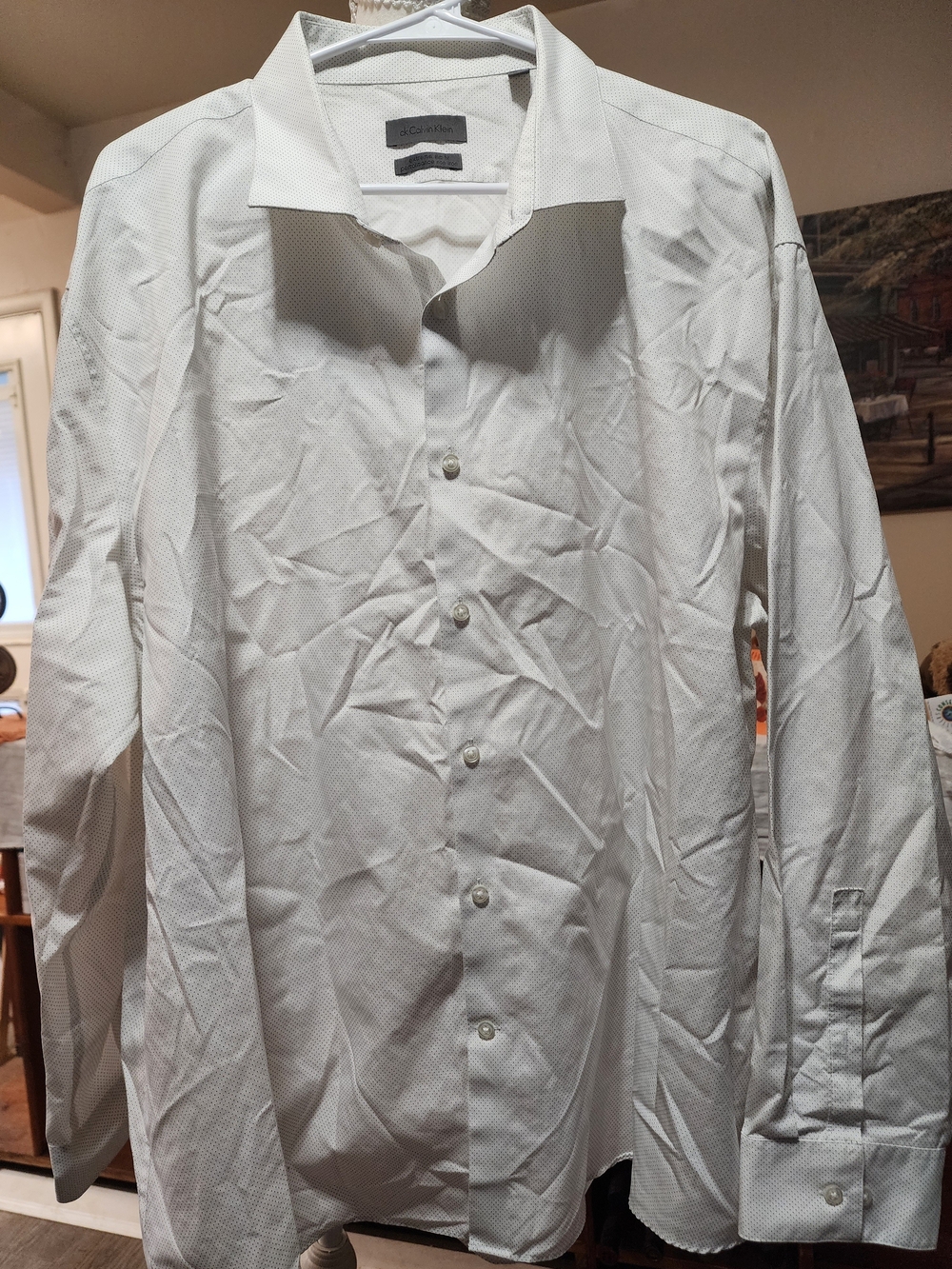 Calvin Klein White Textured Long-Sleeve Dress Shirt Sz 20